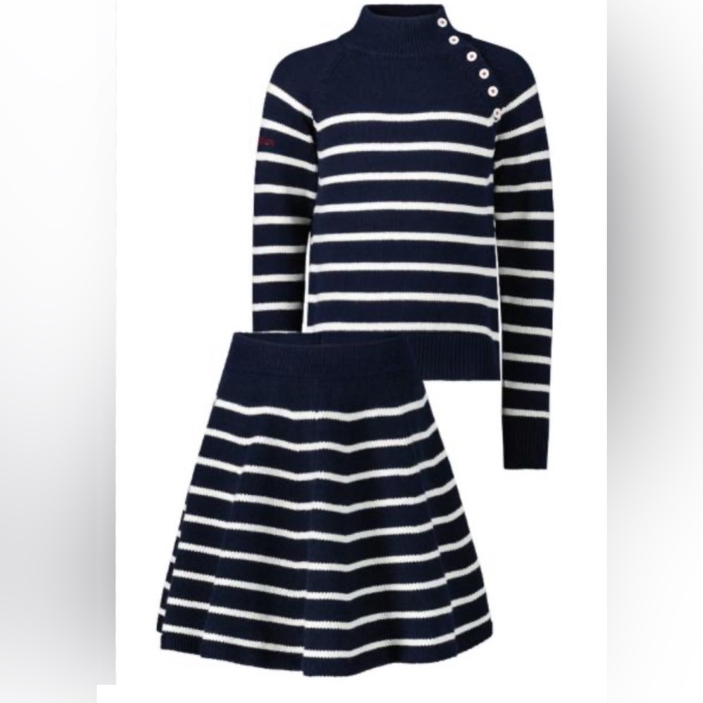 Polo Ralph Lauren Girls Navy and White Striped Set- (Size: M)